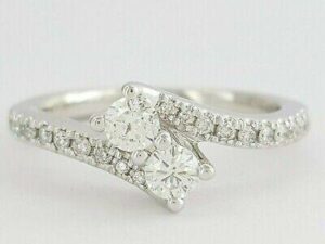 Ever Us Two Stone 0.5 ct 14K White Gold Round Cut Diamond Engagement Ring