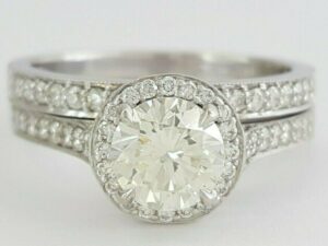 1.32 ct Martin Flyer Round 14k Gold Round Diamond Engagement & Wedding Band Set