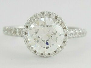 Uneek USM08RD-7RD Halo 14K White Gold Semi-Mount 0.37 ct Engagement Ring