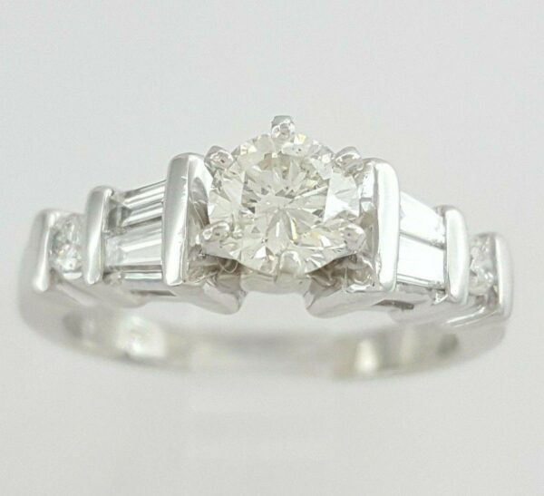 Round Baguette Diamond Engagement Ring 0.88 ct Platinum EGL USA Rtl 3,650