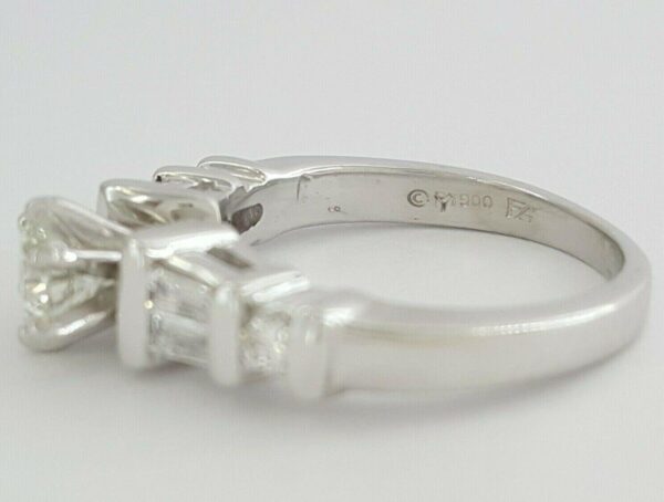 Round Baguette Diamond Engagement Ring 0.88 ct Platinum EGL USA Rtl 3,650