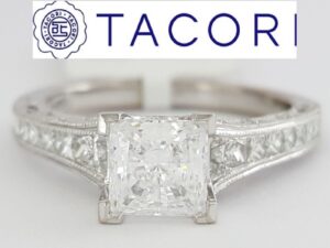 TACORI Reverse Crescent HT2510PR Princess 18k Semi-Mount Engagement Ring 0.75 ct