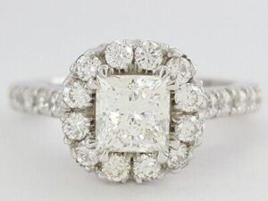 Celebration Princess & Round Diamond Halo Engagement Ring 1.79 ct 14K Rtl 10k