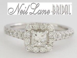 Neil Lane Bridal 0.88ct 14K Princess Cut Diamond Halo Engagement Ring