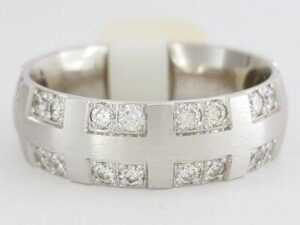 Benchmark Round Cut Diamond Two Row 0.48 ct 14K White Gold Wedding Band Ring