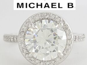 MICHAEL B. Touch of Trois 18K Round Diamond Semi-Mount Engagement Ring