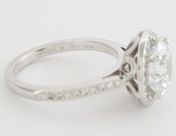MICHAEL B. Touch of Trois 18K Round Diamond Semi-Mount Engagement Ring
