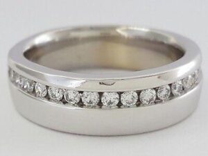 0.5 ct 14k White Gold Round Cut Diamond Wedding Band Ring 12.5 Grams 7 mm