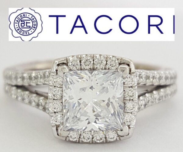 TACORI Petite Crescent HT2548PR6 18k White Semi-Mount Engagement Ring 0.58 ct