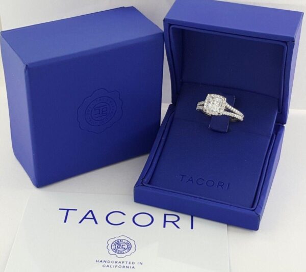 TACORI Petite Crescent HT2548PR6 18k White Semi-Mount Engagement Ring 0.58 ct