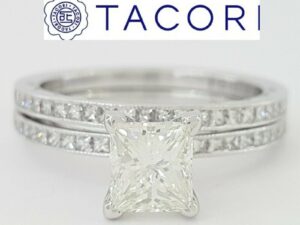 TACORI Sculpted Crescent 45-15 Princess Diamond Engagement Ring Set 1.49 ct 18K