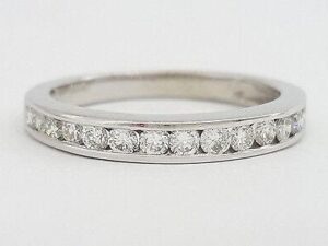 0.40 ct 14K White Gold Round Diamond Channel Set Wedding Band Ring 2.7 mm Size 5