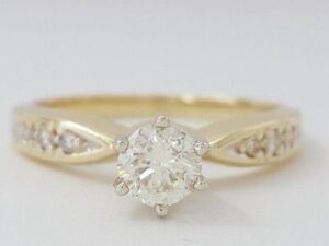 0.41 ct 14K Yellow Gold Round Brilliant Cut Diamond Solitaire Engagement Ring