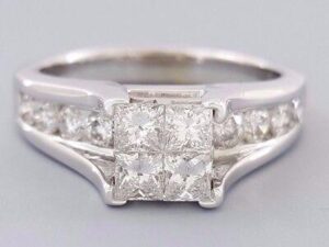 1.2 ct 14K White Gold Invisible Set Princess Cut Diamond Channel Engagement Ring