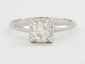 0.45 ct Vintage 14K White Gold Round Cut Diamond Solitaire Engagement Ring