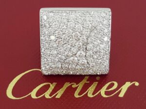 Diamond Magnificent Pave Square Statement Ring Cartier 3.5 ct 18K White Gold