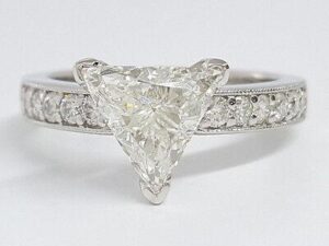 Trilliant & Round Cut Diamond Engagement Ring 2.01 ct 14K White Gold GIA