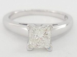 Leo Princess Diamond Solitaire Engagement Ring 1 ct 14K & Plat I/VS2 Rtl 10.4k