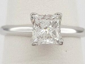 Princess Cut Diamond Solitaire Engagement Ring 0.97 ct 14K White Gold IGI F/SI2