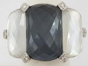 Stephen Webster Poison Ivy Threesome Quartz Hematite MOP Diamond 18K W Gold Ring