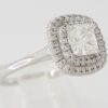 0.97 ct 18K White Gold Cushion Cut Diamond Double Halo Engagement Ring GIA E/VS1