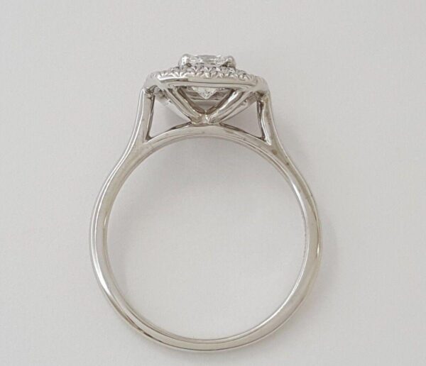 0.97 ct 18K White Gold Cushion Cut Diamond Double Halo Engagement Ring GIA E/VS1