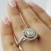 1.40 ct 14K White Gold Round Diamond Halo Engagement Ring EGL-USA Rtl 5,600