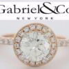 Gabriel 1.01 ct 14K Rose Gold Round Cut Diamond Halo Engagement Ring GIA H / SI1