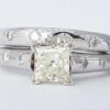 1.17 ct 14k White Gold Princess Cut Diamond Engagement Ring Set EGL Rtl 6,805