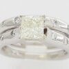 1.17 ct 14k White Gold Princess Cut Diamond Engagement Ring Set EGL Rtl 6,805