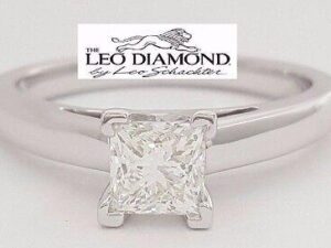 Leo Princess Diamond Solitaire Engagement Ring 0.75 ct 14K & Platinum I / SI2