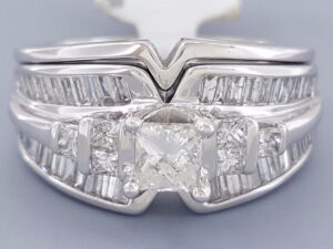 Princess Diamond Engagement / Wedding Band Ring Set 1.82 ct 14K White Gold