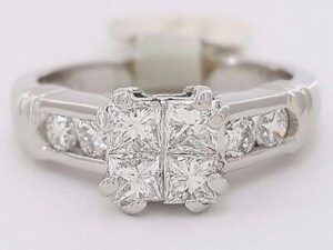 Invisible Princess Cut Diamond Engagement Ring 7.4 Gr 1 ct Platinum Rtl 3,200