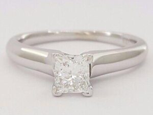 Princess Cut Diamond Solitaire Engagement Ring 0.70 ct 14K White Gold EGL-USA