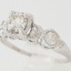 0.60 ct Vintage 14k White Gold Round Brilliant Diamond Engagement / Fashion Ring