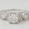 0.60 ct Vintage 14k White Gold Round Brilliant Diamond Engagement / Fashion Ring