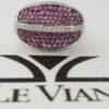 LeVian Pink Sapphires & Diamond Statement Cocktail Ring 18k White Gold 1.90 ct