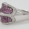 LeVian Pink Sapphires & Diamond Statement Cocktail Ring 18k White Gold 1.90 ct