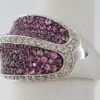 LeVian Pink Sapphires & Diamond Statement Cocktail Ring 18k White Gold 1.90 ct