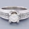 Round Brilliant & Princess Cut Diamond Engagement Ring 1.3 ct 14K White Gold