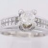 Round Brilliant & Princess Cut Diamond Engagement Ring 1.3 ct 14K White Gold