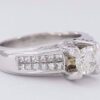 Round Brilliant & Princess Cut Diamond Engagement Ring 1.3 ct 14K White Gold