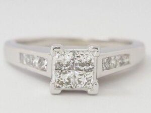 0.50 ct 14k White Gold Princess Cut Diamond Invisible Set Engagement Ring