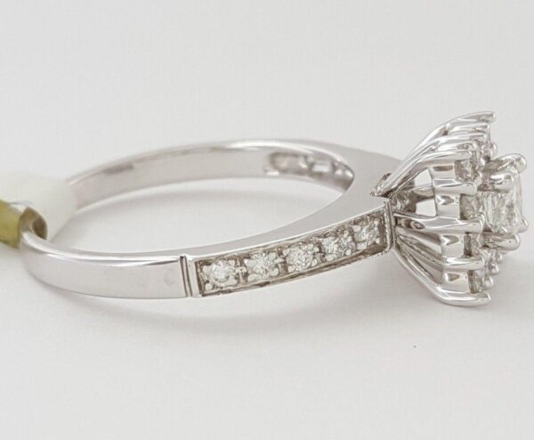 0.58 ct 14K White Gold Princess Cut Diamond Halo Engagement Ring 3.2 Grams