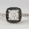 Natural Round White & Black Diamond Halo 1.1 ct 14K White Gold Engagement Ring