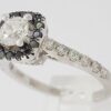 Natural Round White & Black Diamond Halo 1.1 ct 14K White Gold Engagement Ring