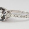 Natural Round White & Black Diamond Halo 1.1 ct 14K White Gold Engagement Ring
