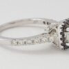 Natural Round White & Black Diamond Halo 1.1 ct 14K White Gold Engagement Ring