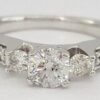 Three-Stone Round Brilliant Cut Diamond 0.73 ct 14K White Gold Engagement Ring