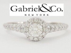 Gabriel & Co 0.66 ct 14K White Gold Round Cut Diamond Halo Engagement Ring